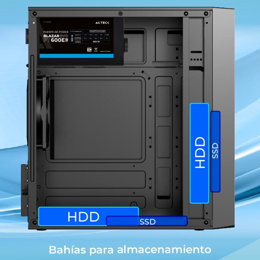Foto 5 | Gabinete Acteck Zenith Gi656 Micro Atx Mini Torre Fuente 500w Panel Metalico Usb 3.0 Negro Ac-939263