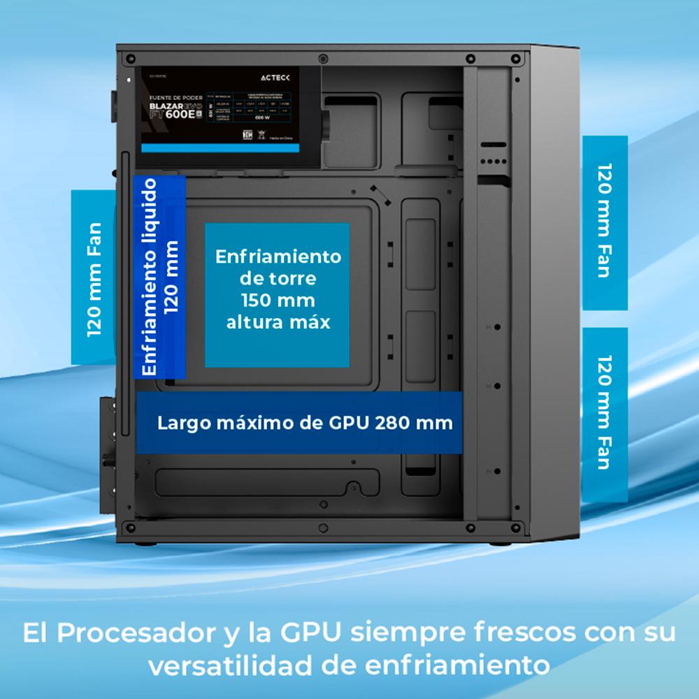 Foto 6 | Gabinete Acteck Zenith Gi656 Micro Atx Mini Torre Fuente 500w Panel Metalico Usb 3.0 Negro Ac-939263