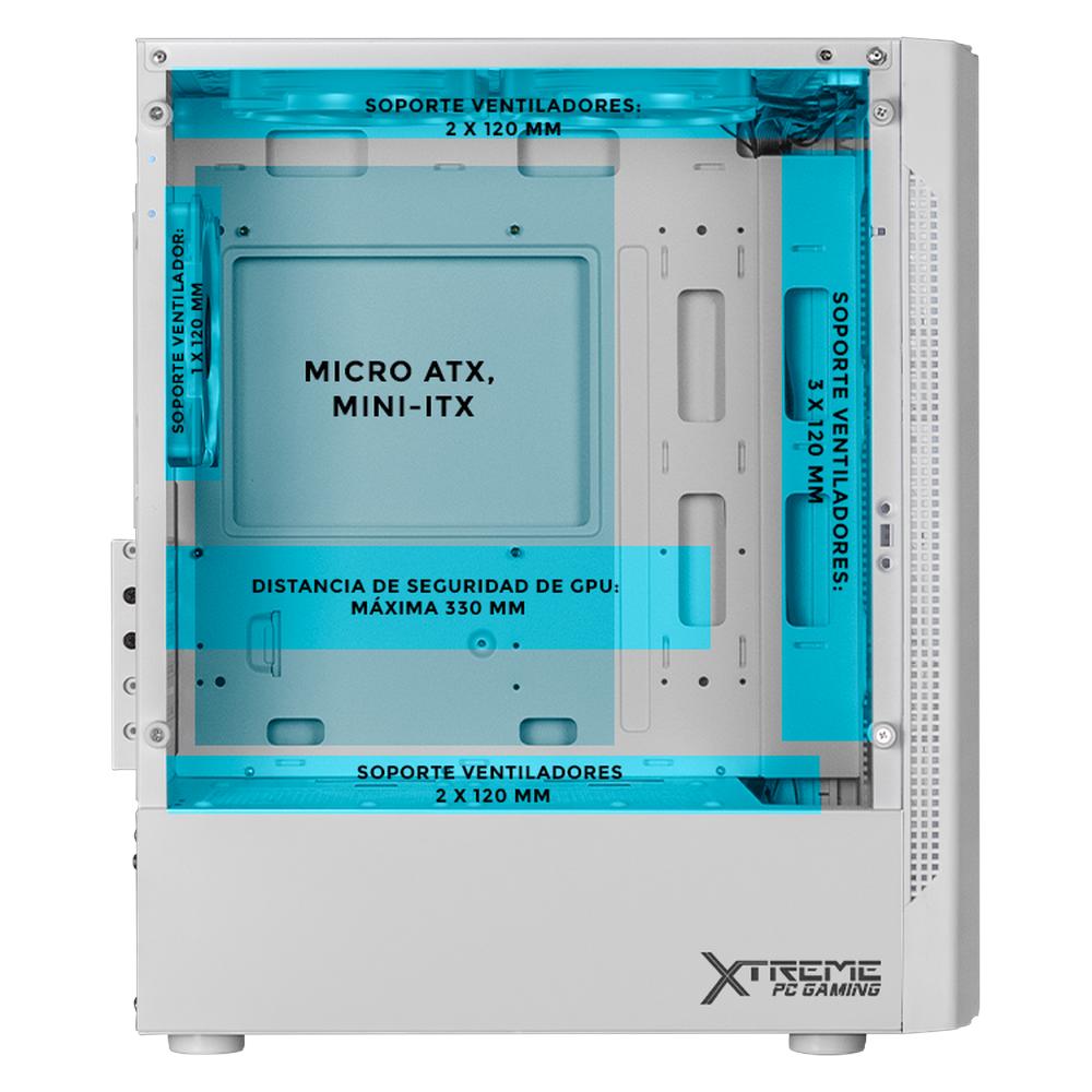 Foto 4 pulgar | Gabinete Gamer Xtreme Pc Gaming Nyx Mini Torre Micro Atx 3 Fan Rgb Cristal Templado Blanco
