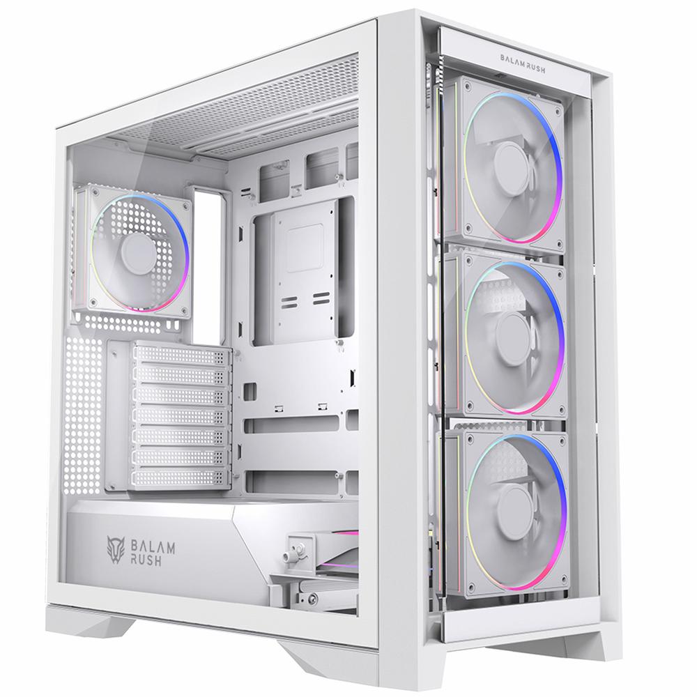 Foto 4 pulgar | Gabinete Gamer Balam Rush Carbono Polar Twin Mate 9900 Atx Media Torre 5 Fan Argb Cristal Templado U