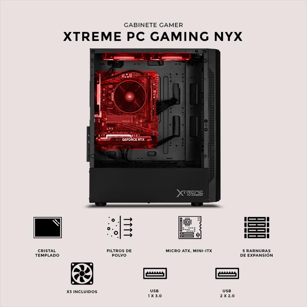 Foto 6 pulgar | Gabinete Xtreme Pc Gaming Nyx Mini Torre 3 Fan Rgb Negro Cxt730bk