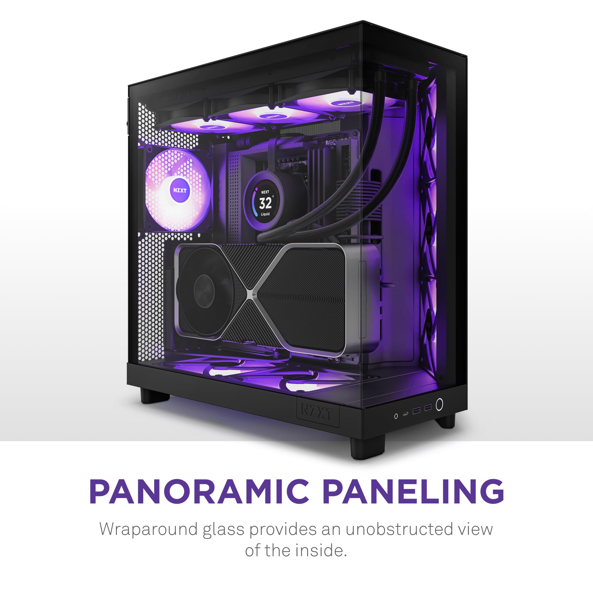 Foto 3 pulgar | Funda Nzxt H6 Flow Rgb Mid-tower Con 3 Ventiladores Rgb, Color Negro - Venta Internacional.