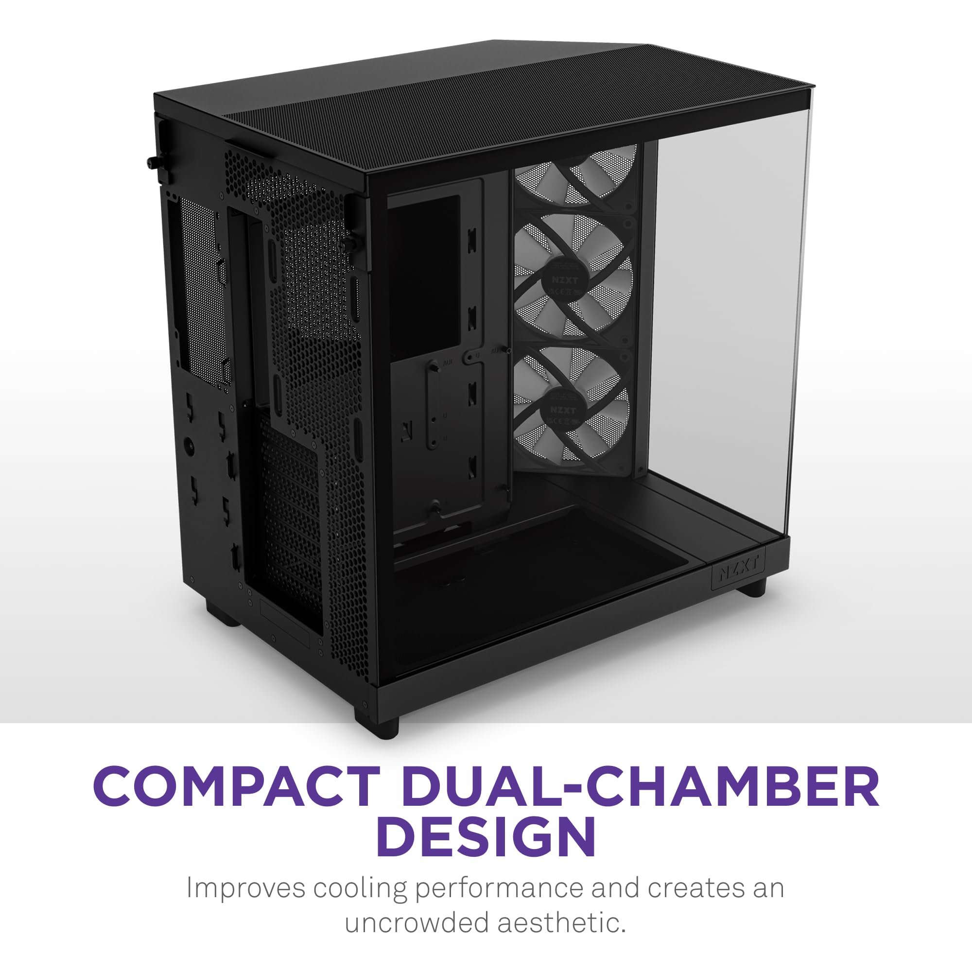 Foto 4 pulgar | Funda Nzxt H6 Flow Rgb Mid-tower Con 3 Ventiladores Rgb, Color Negro - Venta Internacional.