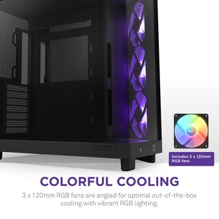 Foto 4 | Funda Nzxt H6 Flow Rgb Mid-tower Con 3 Ventiladores Rgb, Color Negro - Venta Internacional.