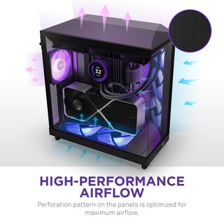 Foto 5 | Funda Nzxt H6 Flow Rgb Mid-tower Con 3 Ventiladores Rgb, Color Negro - Venta Internacional.