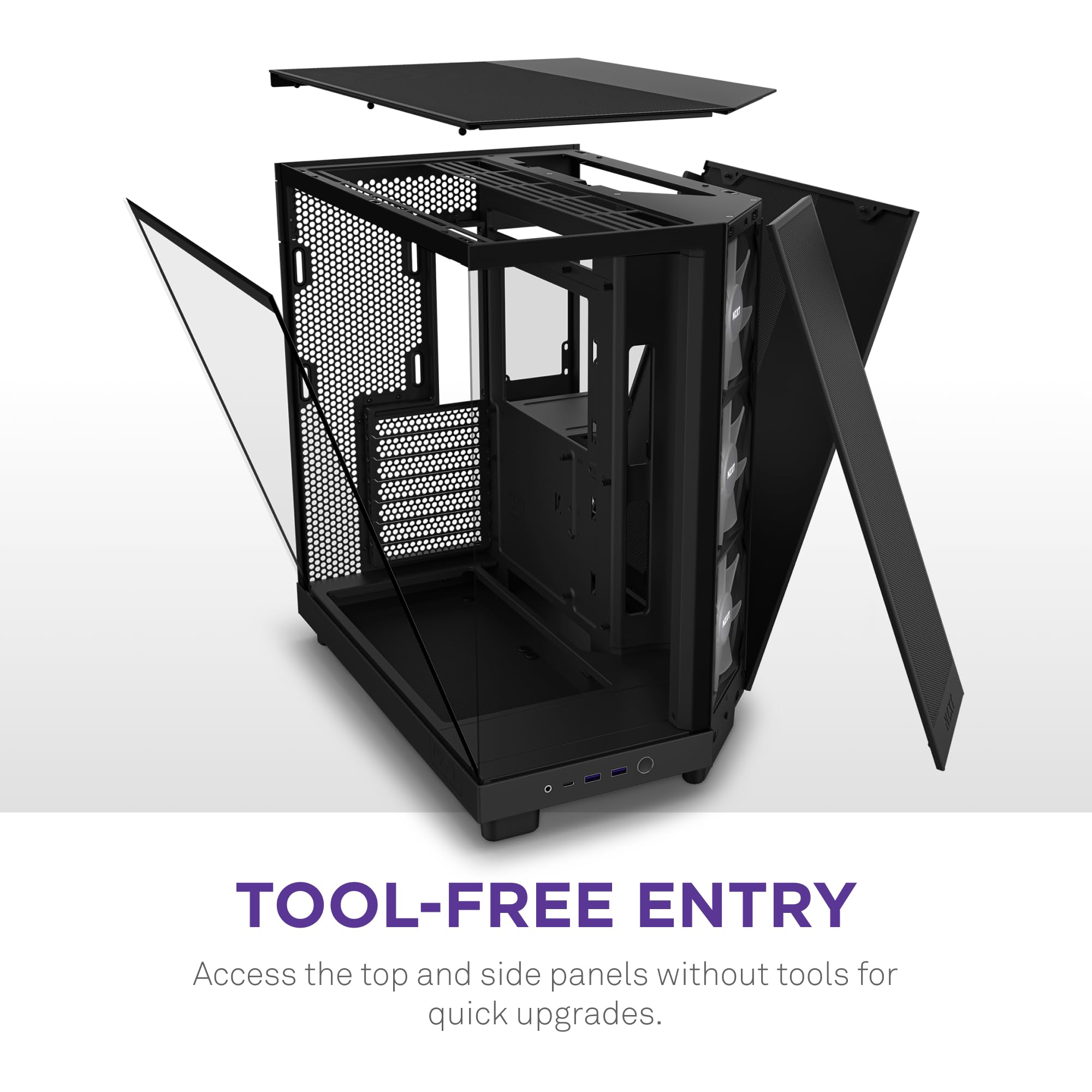 Foto 8 pulgar | Funda Nzxt H6 Flow Rgb Mid-tower Con 3 Ventiladores Rgb, Color Negro - Venta Internacional.