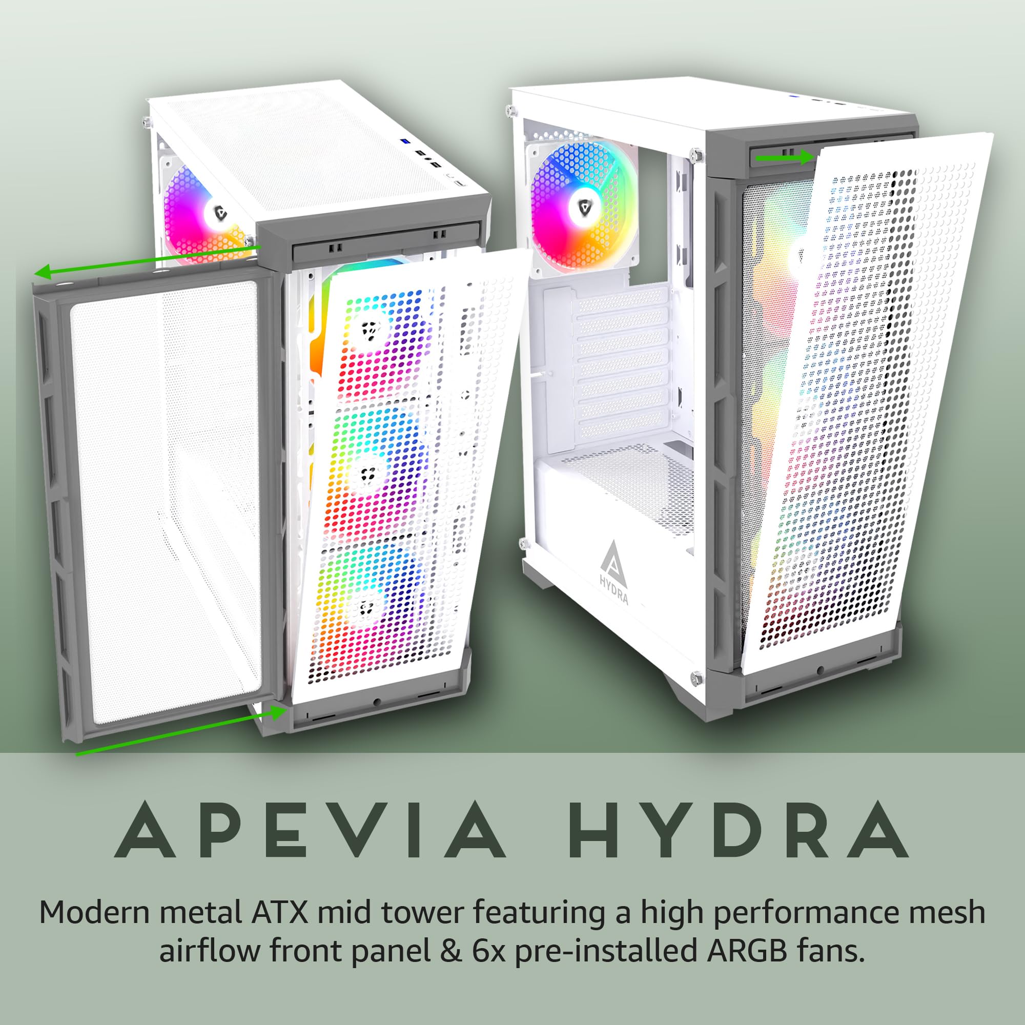 Foto 3 pulgar | Funda Para Pc Apevia Hydra-wh Hydra Mid Tower Con 6 Ventiladores Argb De 120 Mm - Venta Internacional.