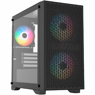 Foto 1 | Gabinete Gamer Balam Rush Carbono Aircool 4000a Micro Atx Mini Torre 3 Fan Argb Cristal Templado Usb