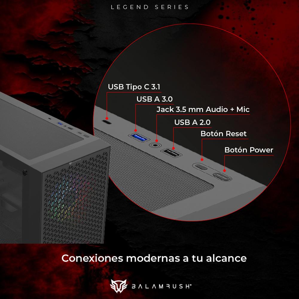 Foto 4 pulgar | Gabinete Gamer Balam Rush Carbono Aircool 4000a Micro Atx Mini Torre 3 Fan Argb Cristal Templado Usb