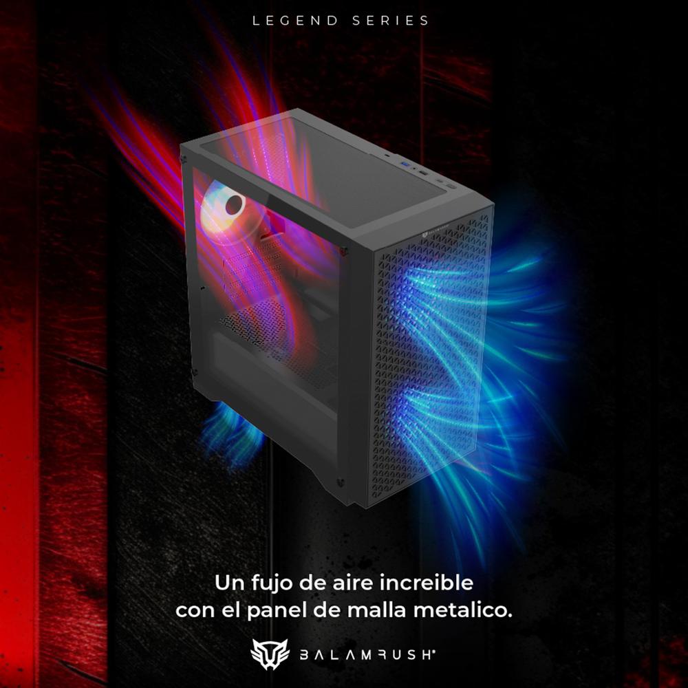Foto 6 pulgar | Gabinete Gamer Balam Rush Carbono Aircool 4000a Micro Atx Mini Torre 3 Fan Argb Cristal Templado Usb