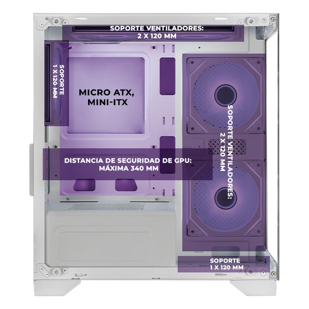 Foto 4 pulgar | Gabinete Xtreme Pc Gaming Crystal Hive Mini Torre 5 Fan Argb Blanco Cxt3600wt