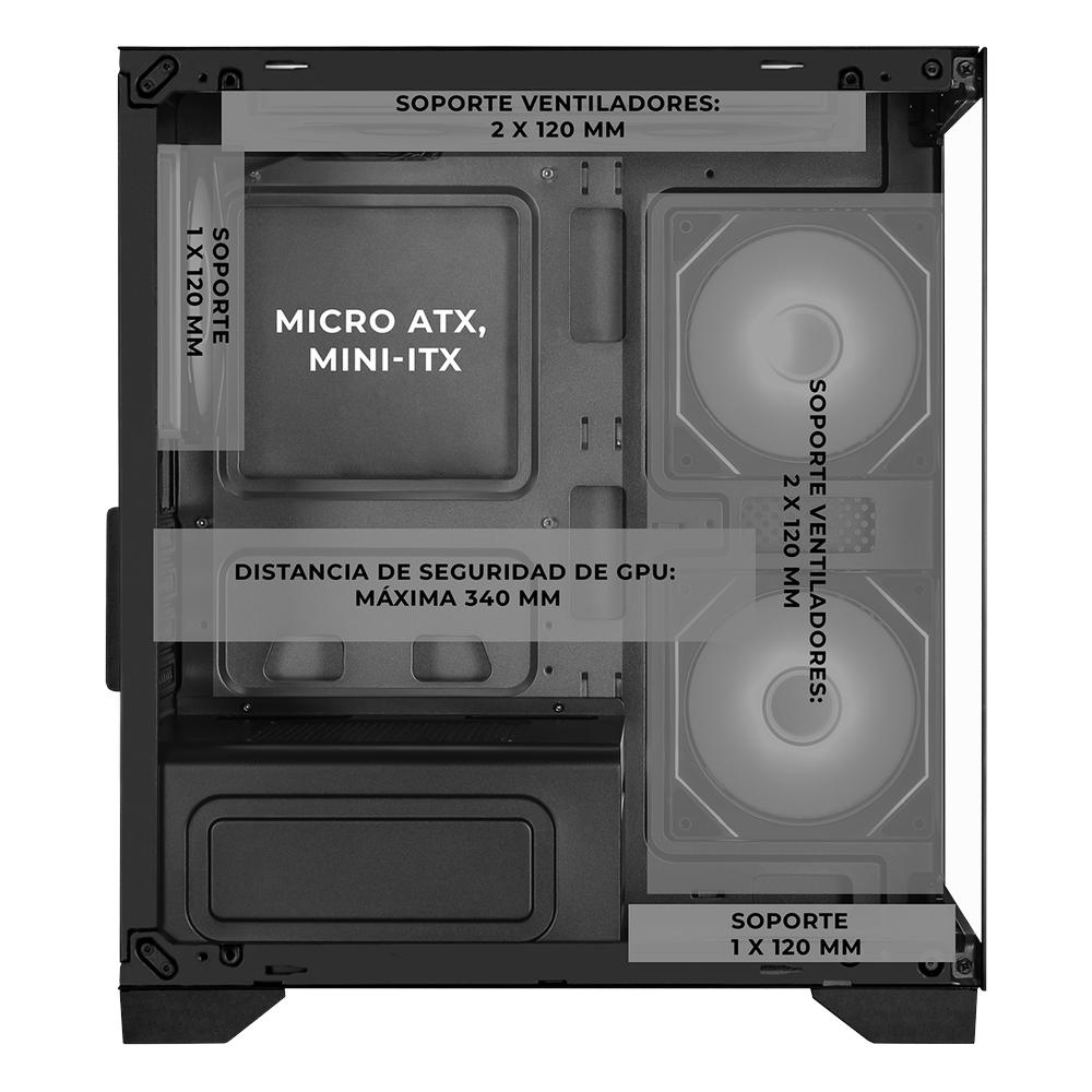 Foto 4 pulgar | Gabinete Xtreme Pc Gaming Crystal Hive Mini Torre 5 Fan Argb Negro Cxt3600bk