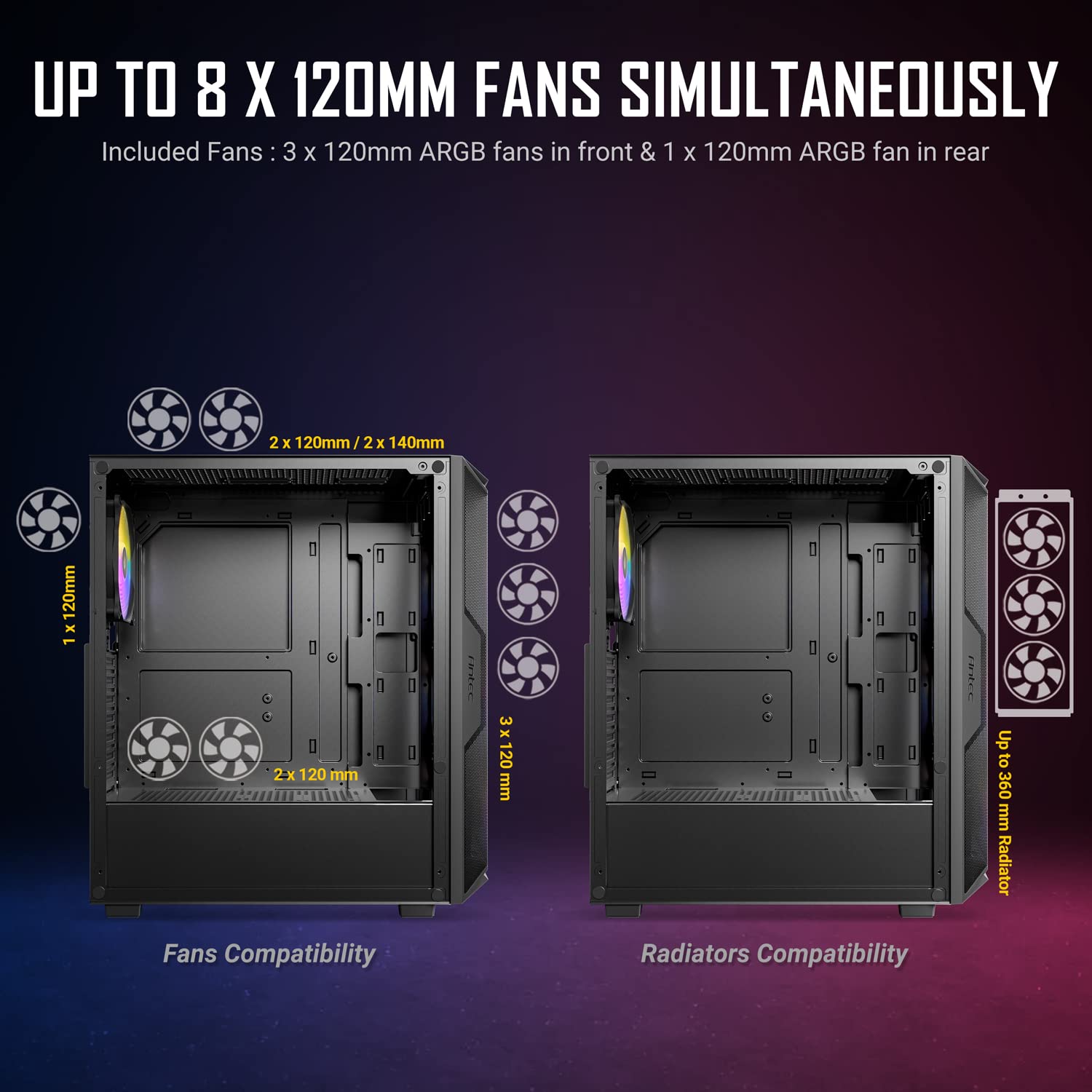Foto 8 pulgar | Funda Para Juegos Antec Ax61 Mid-tower Atx Con Ventiladores Argb Y Cristal - Venta Internacional.