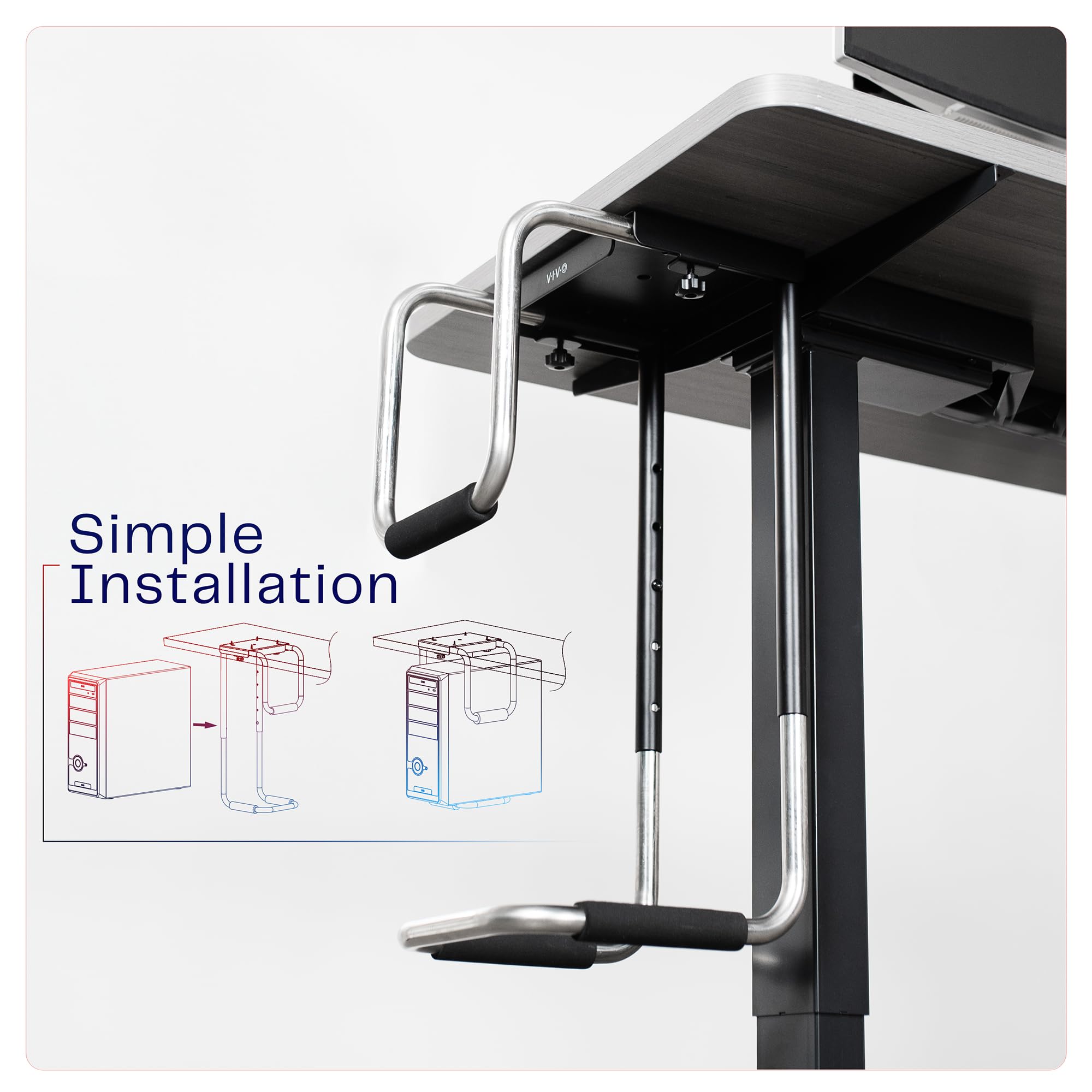 Foto 7 | Soporte Para Pc Debajo Del Escritorio Vivo Mount-pc04a Heavy Duty 30 Kg - Venta Internacional.