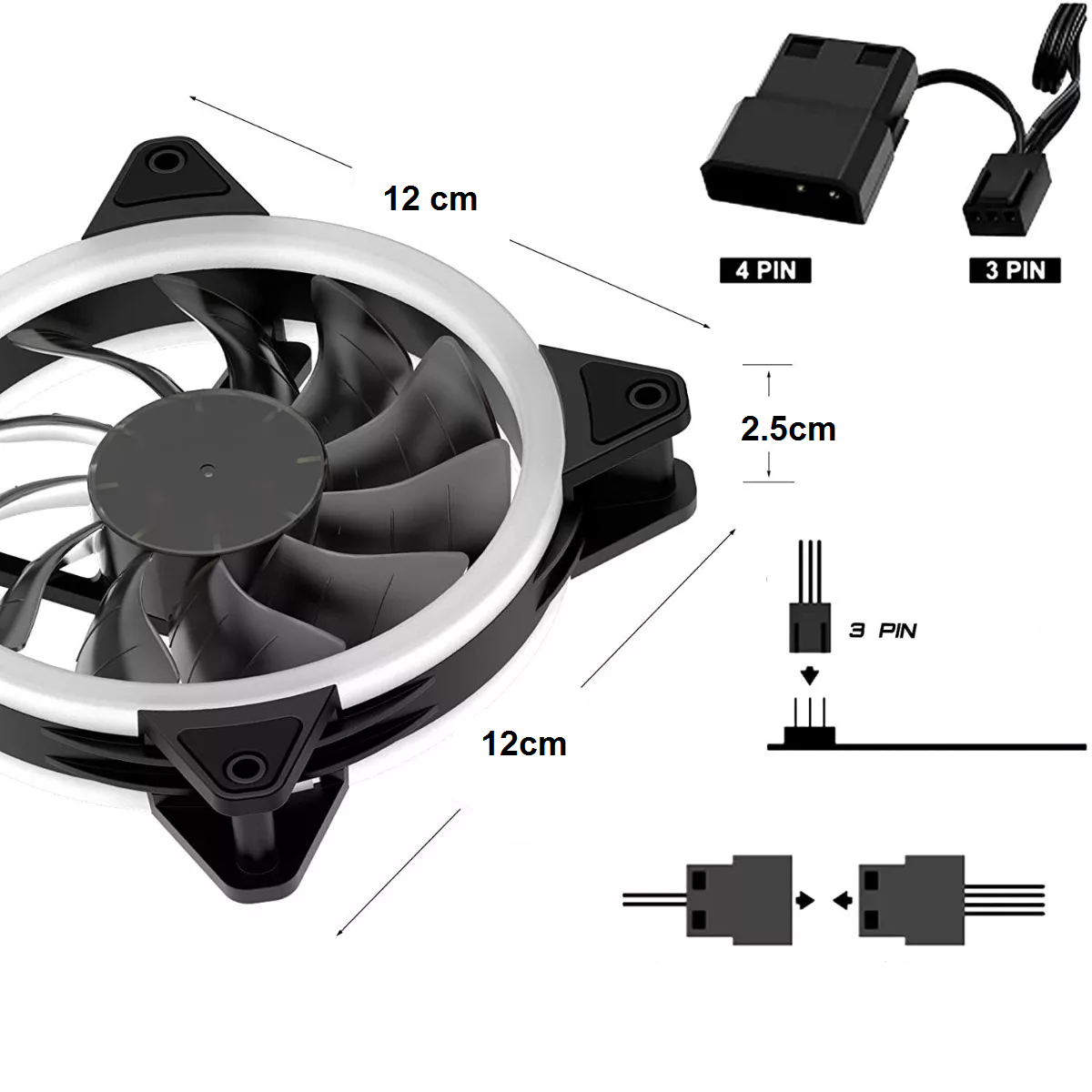 Foto 3 pulgar | Kit de 3 Ventiladores para PC Eo Safe Imports Esi-6699 color Azul 12 CM 1200RPM Disipador RGB
