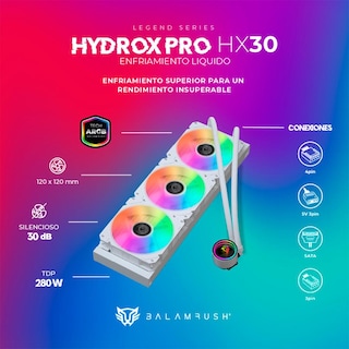 Foto 2 | Enfriamiento Liquido Balam Rush Hydrox Pro Hx30 360mm Argb 4 Pines Lga 1700 Am5 Blanco Br-937351