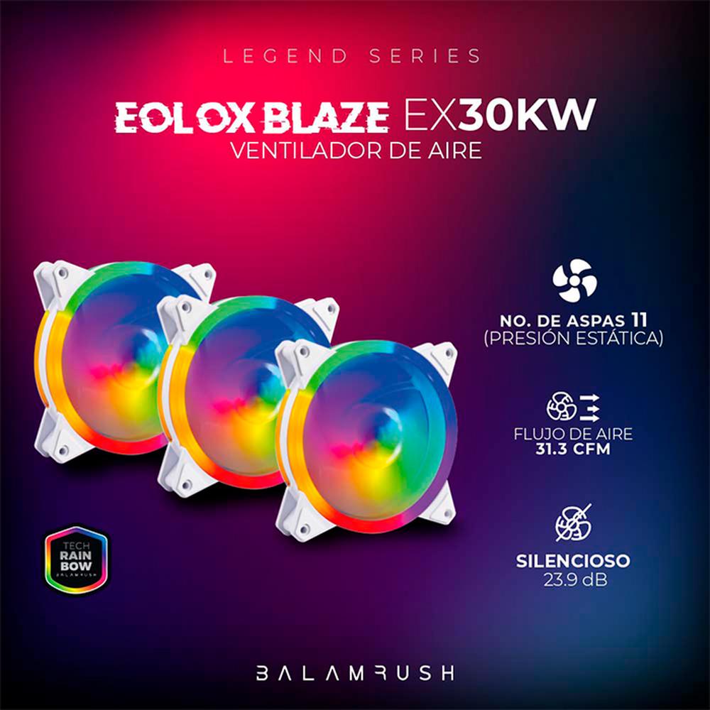 Foto 4 pulgar | Kit 3 Ventiladores Gamer Balam Rush Eolox Blaze Ex30kw 120mm Argb 1200rpm Br-938013 Color Blanco