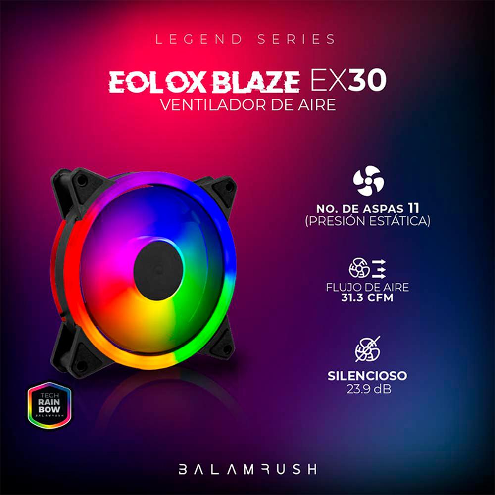 Foto 4 pulgar | Ventilador Gamer Balam Rush Eolox Blaze Ex30 120MM LED 1200rpm Br-938082 color Negro