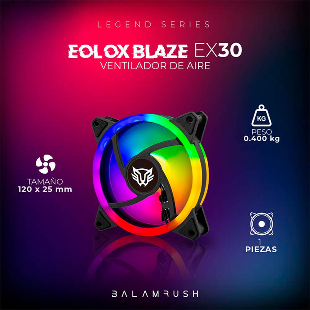 Foto 6 pulgar | Ventilador Gamer Balam Rush Eolox Blaze Ex30 120MM LED 1200rpm Br-938082 color Negro