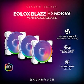 Foto 3 | Kit 3 Ventiladores Gamer Balam Rush Eolox Blaze Ex50kw 120mm RGB 1200rpm Br-937993 color Blanco