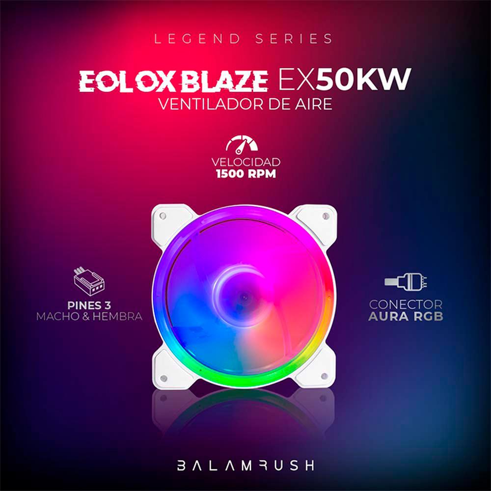 Foto 5 pulgar | Kit 3 Ventiladores Gamer Balam Rush Eolox Blaze Ex50kw 120mm RGB 1200rpm Br-937993 color Blanco