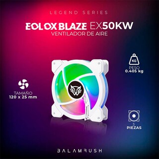Foto 5 | Kit 3 Ventiladores Gamer Balam Rush Eolox Blaze Ex50kw 120mm RGB 1200rpm Br-937993 color Blanco