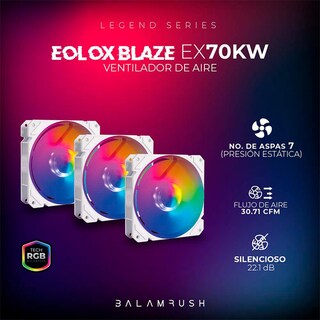 Foto 3 | Kit 3 Ventiladores Gamer Balam Rush Eolox Blaze Ex70kw 120mm RGB 1200rpm Br-937979 color Blanco