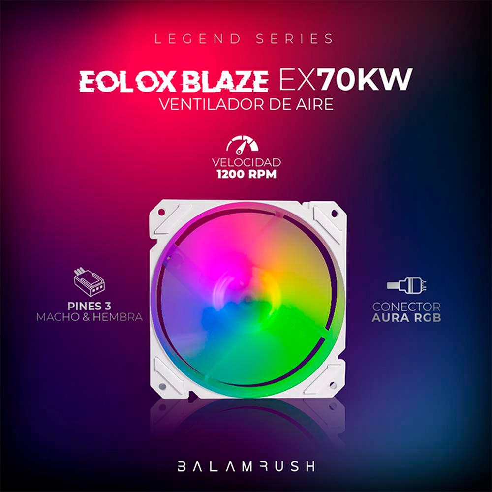 Foto 5 pulgar | Kit 3 Ventiladores Gamer Balam Rush Eolox Blaze Ex70kw 120mm RGB 1200rpm Br-937979 color Blanco