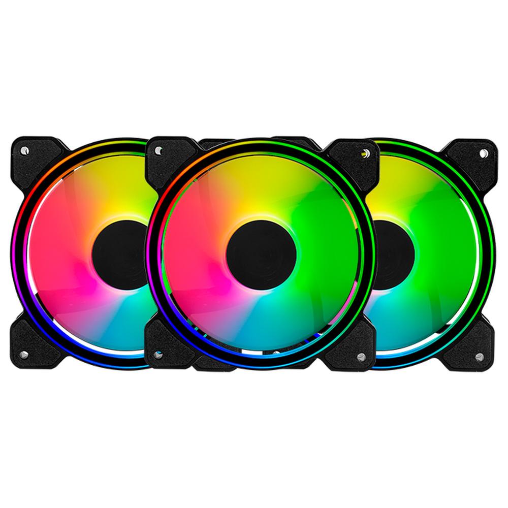 Kit 3 Ventiladores Gamer Balam Rush Eolox Blaze Ex50k 120mm RGB 1200rpm Br-937986 color Negro