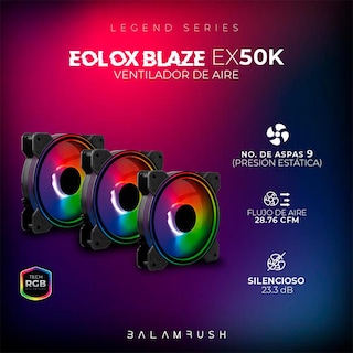 Foto 3 | Kit 3 Ventiladores Gamer Balam Rush Eolox Blaze Ex50k 120mm RGB 1200rpm Br-937986 color Negro