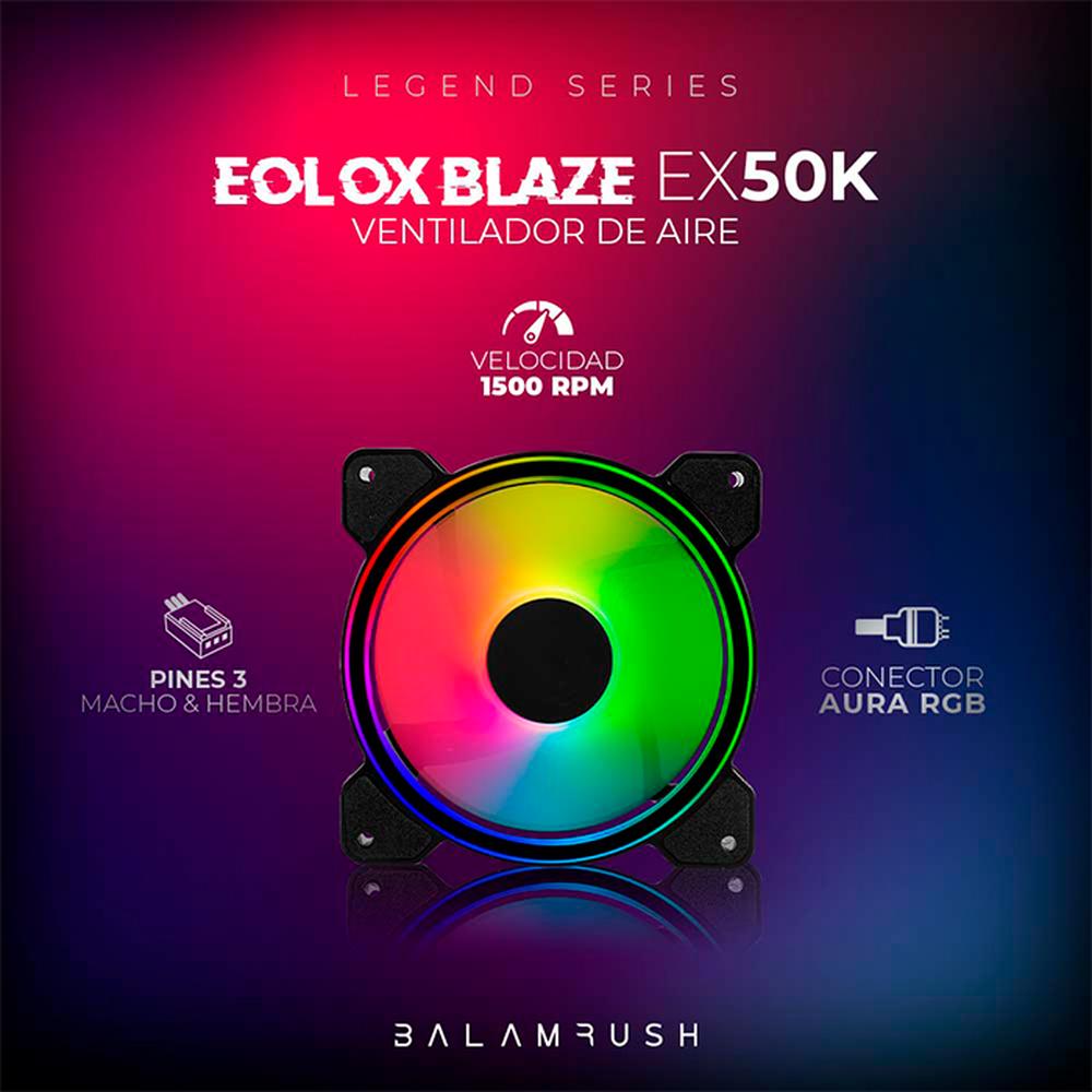 Foto 5 pulgar | Kit 3 Ventiladores Gamer Balam Rush Eolox Blaze Ex50k 120mm RGB 1200rpm Br-937986 color Negro