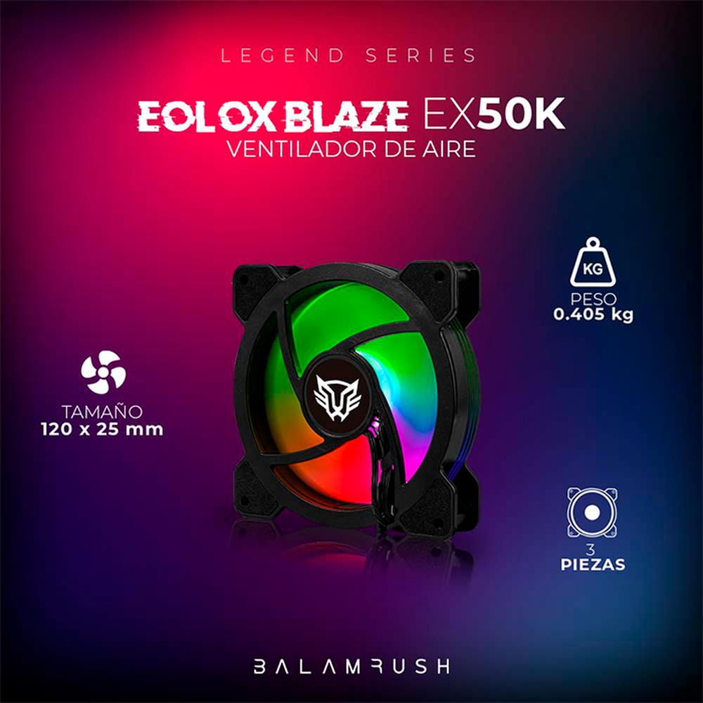 Foto 6 pulgar | Kit 3 Ventiladores Gamer Balam Rush Eolox Blaze Ex50k 120mm RGB 1200rpm Br-937986 color Negro