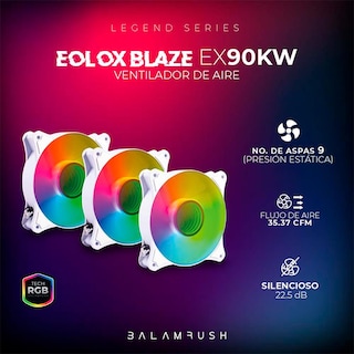 Foto 3 | Kit 3 Ventiladores Gamer Balam Rush Eolox Blaze Ex90kw 120mm RGB 1200rpm Br-937955 color Blanco