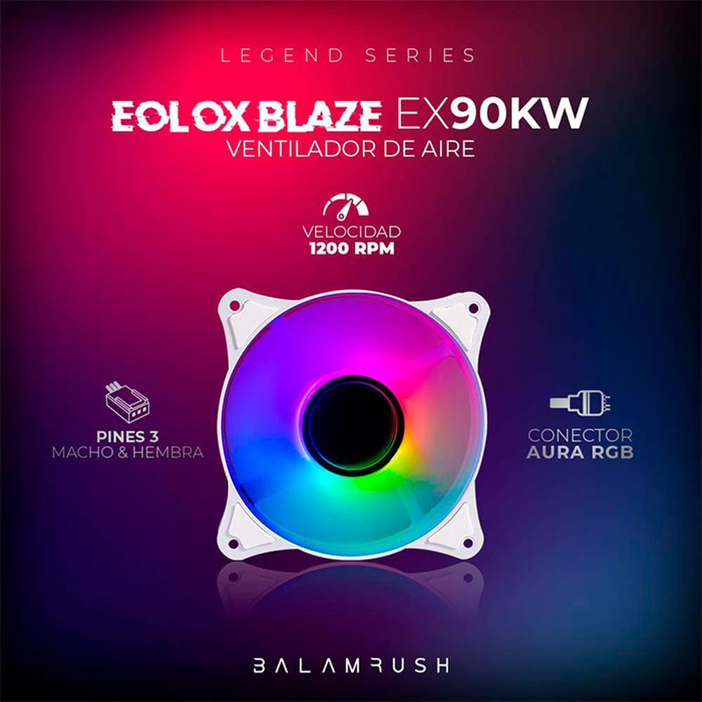 Foto 5 pulgar | Kit 3 Ventiladores Gamer Balam Rush Eolox Blaze Ex90kw 120mm RGB 1200rpm Br-937955 color Blanco