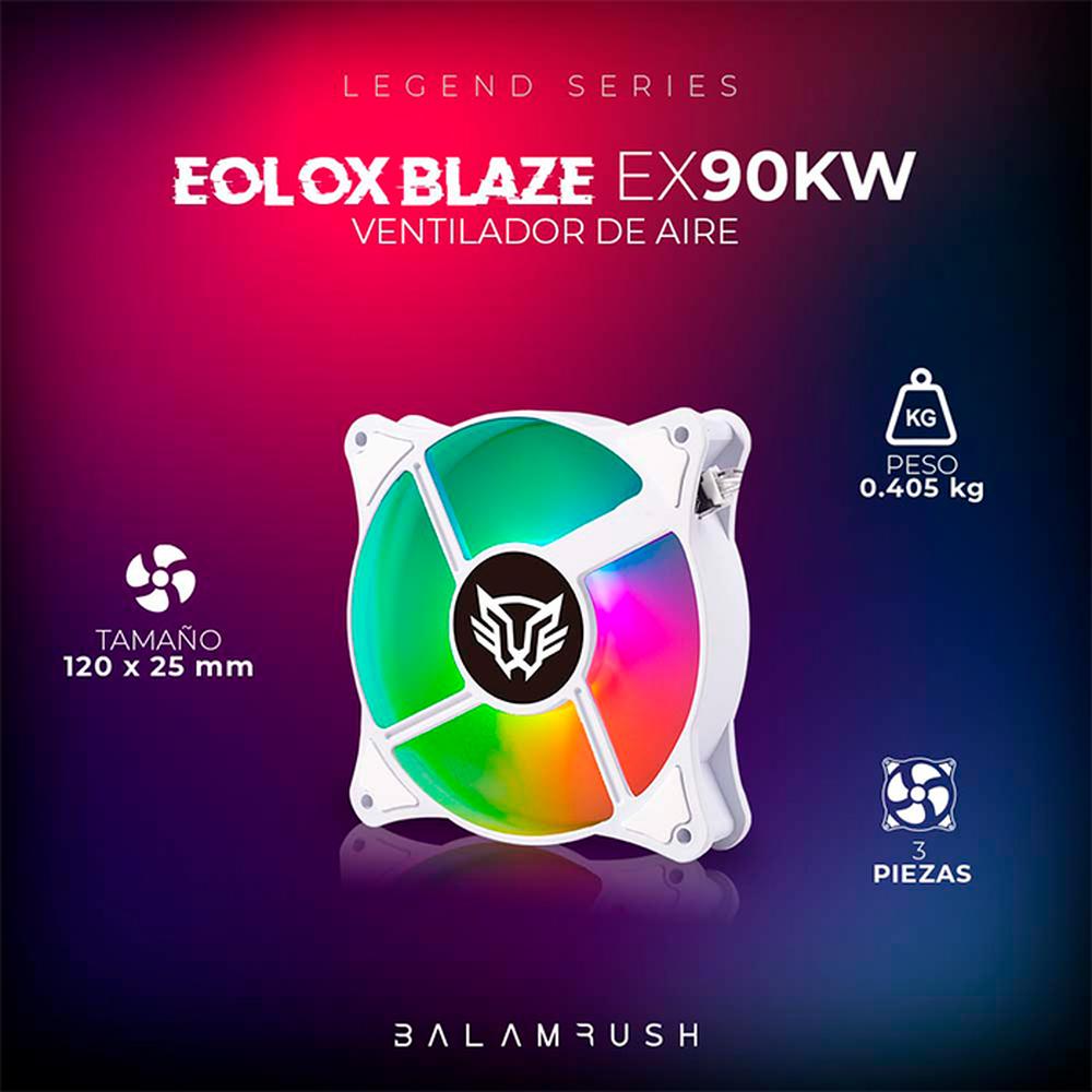 Foto 6 pulgar | Kit 3 Ventiladores Gamer Balam Rush Eolox Blaze Ex90kw 120mm RGB 1200rpm Br-937955 color Blanco