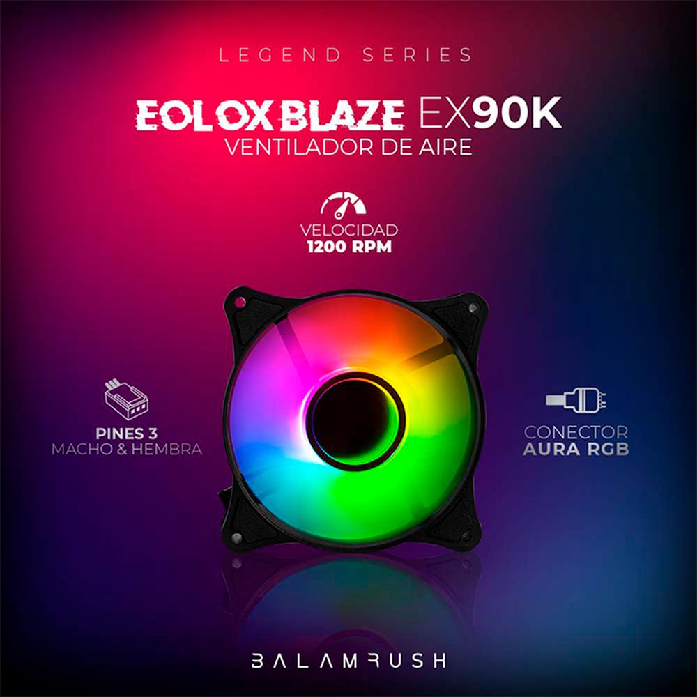 Foto 5 pulgar | Kit Ventilador Gamer Balam Rush Eolox Blaze EX90K 120mm RGB 1200rpm BR-937948 Negro 3 Unidades