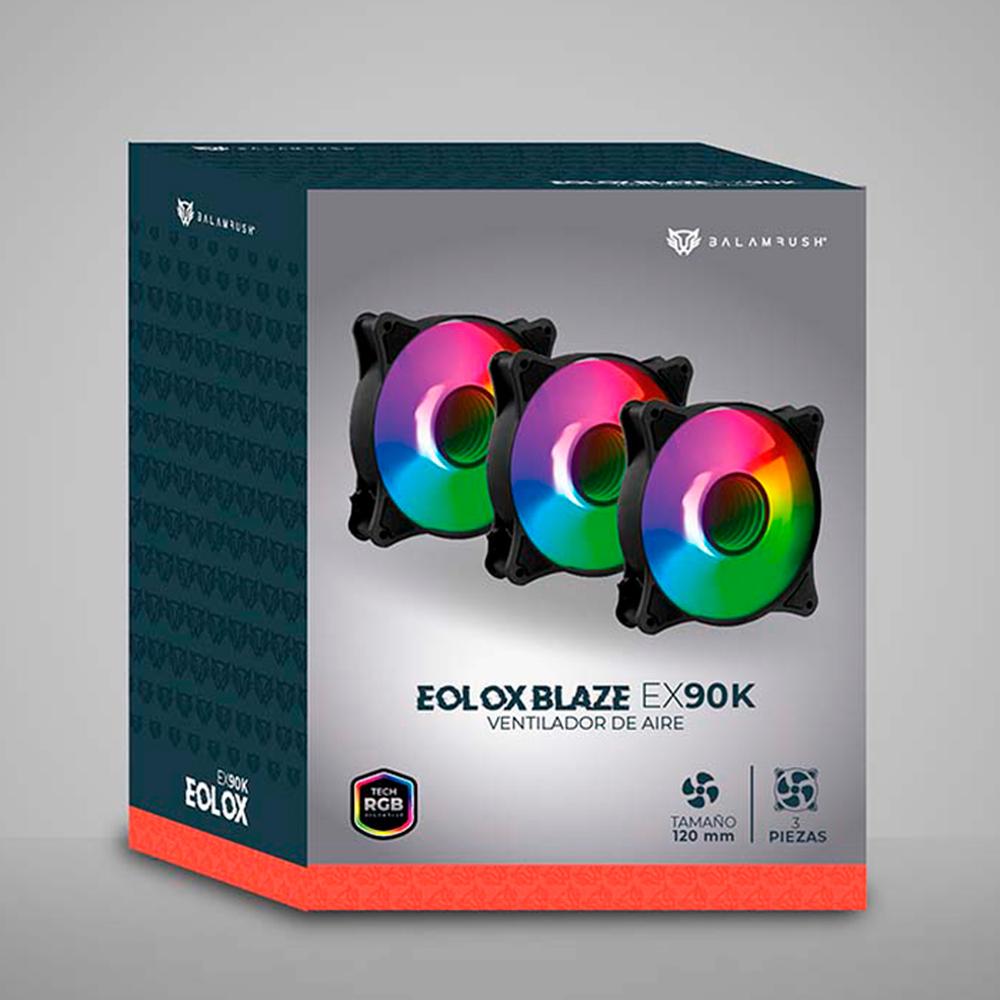 Foto 7 pulgar | Kit Ventilador Gamer Balam Rush Eolox Blaze EX90K 120mm RGB 1200rpm BR-937948 Negro 3 Unidades