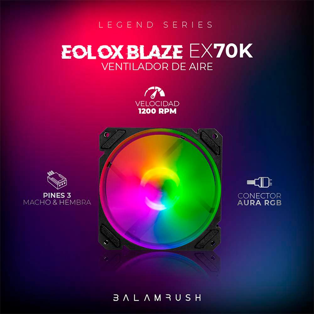 Foto 5 pulgar | Kit Ventilador Gamer Balam Rush Eolox Blaze EX70K 120mm RGB 1200rpm BR-937962 Negro 3 Unidades