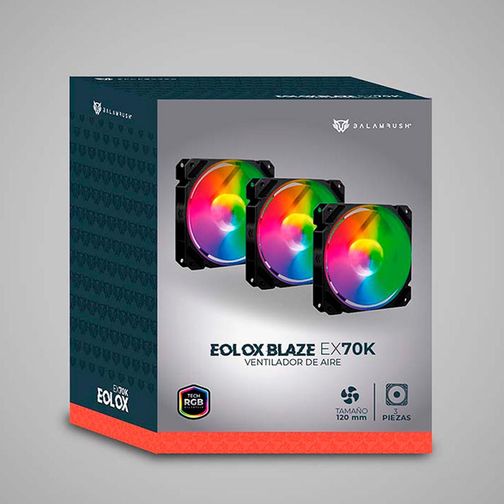 Foto 7 pulgar | Kit Ventilador Gamer Balam Rush Eolox Blaze EX70K 120mm RGB 1200rpm BR-937962 Negro 3 Unidades
