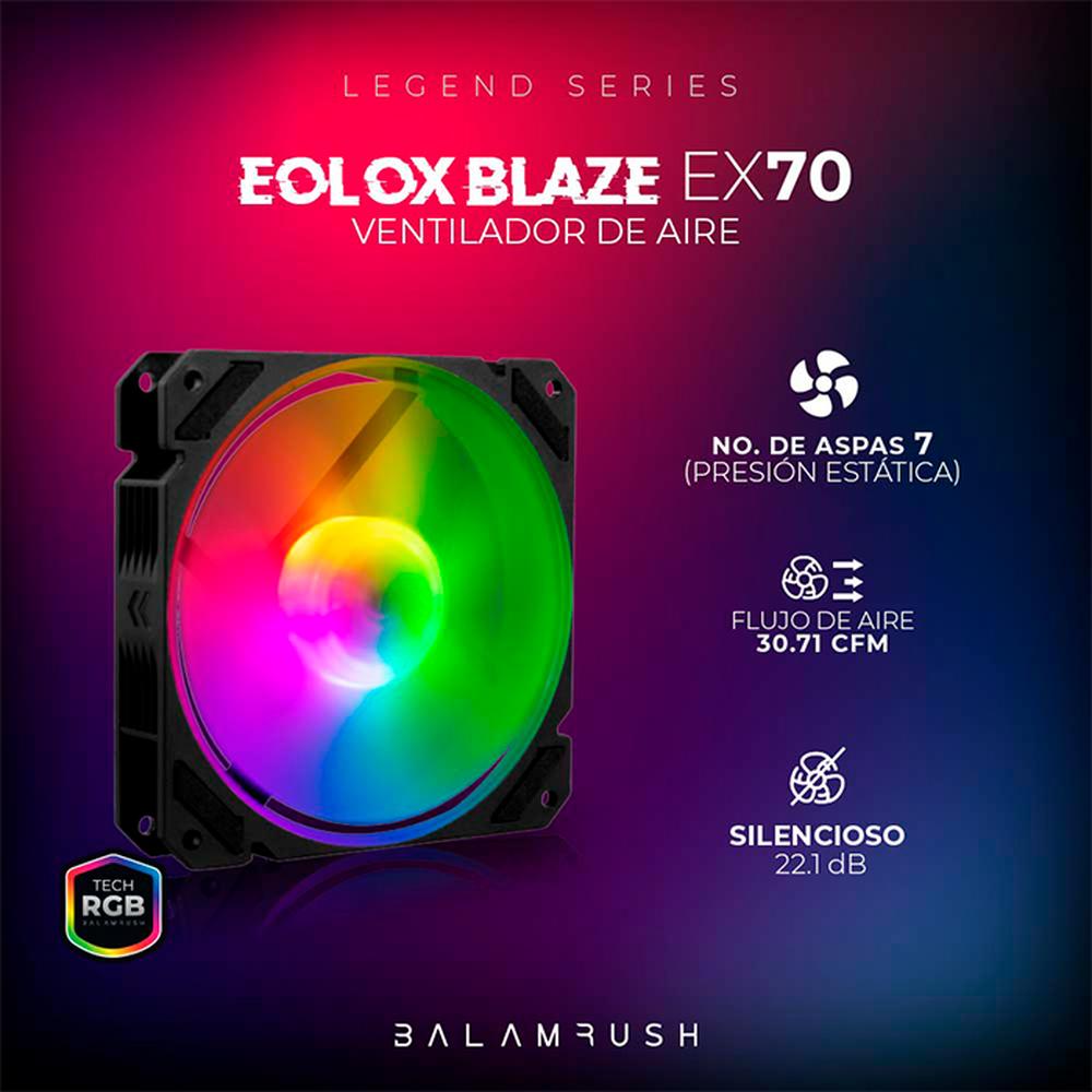 Foto 4 pulgar | Ventilador Gamer Balam Rush Eolox Blaze Ex70 120mm Rgb 1200rpm Br-938044 Color Negro