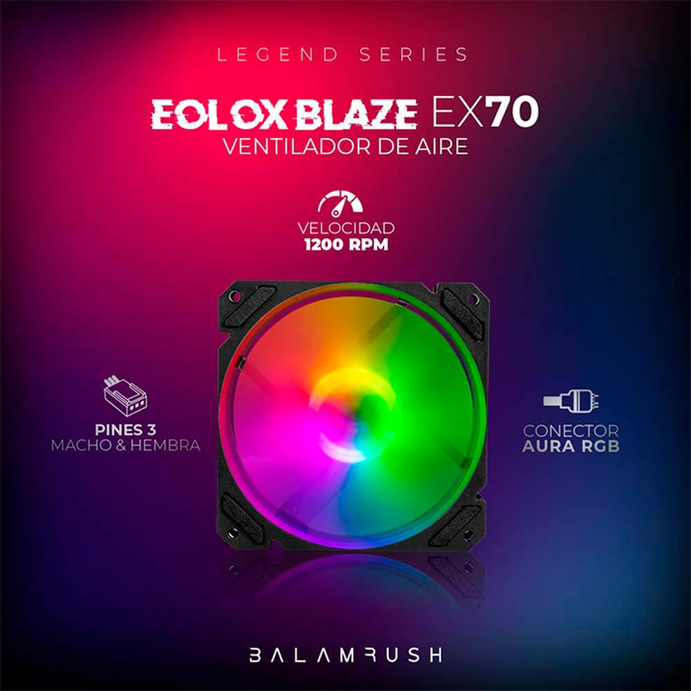 Foto 5 pulgar | Ventilador Gamer Balam Rush Eolox Blaze Ex70 120mm Rgb 1200rpm Br-938044 Color Negro