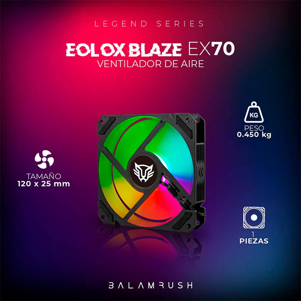 Foto 6 pulgar | Ventilador Gamer Balam Rush Eolox Blaze Ex70 120mm Rgb 1200rpm Br-938044 Color Negro
