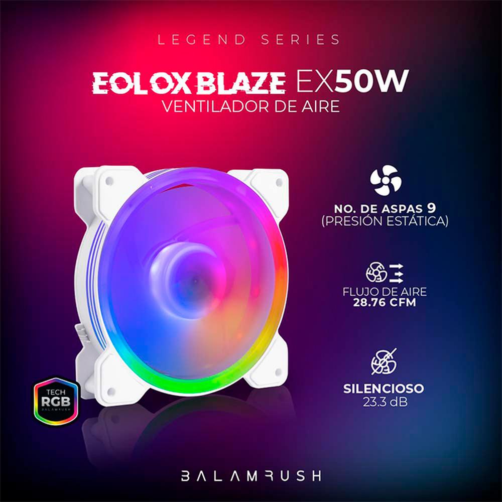 Foto 4 pulgar | Ventilador Gamer Balam Rush Eolox Blaze Ex50w 120mm Rgb 1500rpm Br-938075 Color Blanco