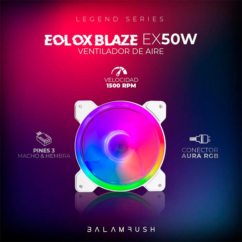 Foto 5 pulgar | Ventilador Gamer Balam Rush Eolox Blaze Ex50w 120mm Rgb 1500rpm Br-938075 Color Blanco