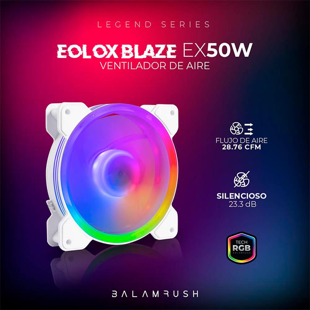 Foto 6 pulgar | Ventilador Gamer Balam Rush Eolox Blaze Ex50w 120mm Rgb 1500rpm Br-938075 Color Blanco