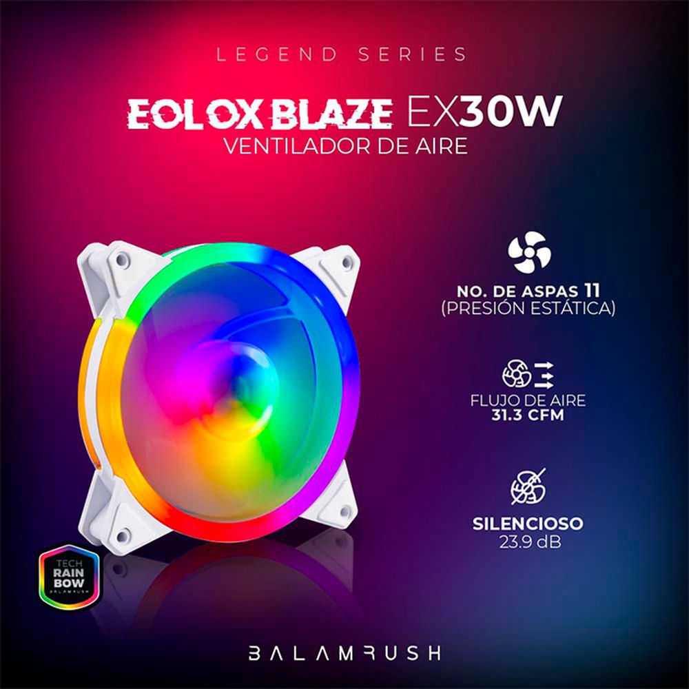 Foto 4 pulgar | Ventilador Gamer Balam Rush Eolox Blaze Ex30w 120mm Led 1200rpm Br-938099 Color Blanco