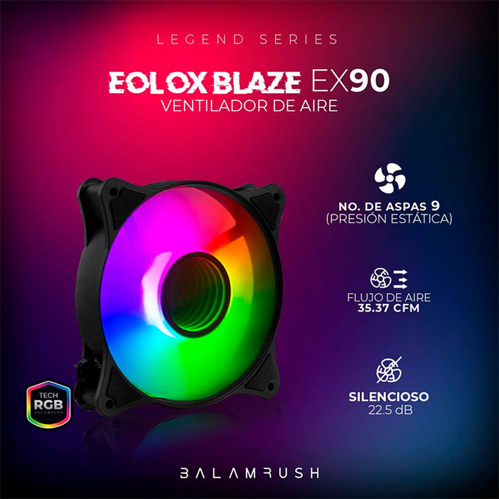 Foto 4 pulgar | Ventilador Gamer Balam Rush Eolox Blaze Ex90 120mm Rgb 1200rpm Br-938020 Color Negro