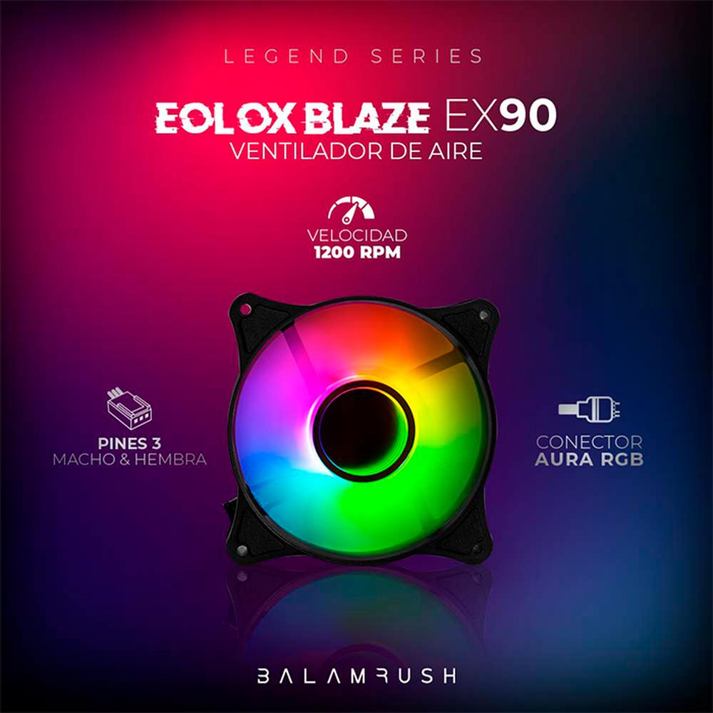 Foto 5 pulgar | Ventilador Gamer Balam Rush Eolox Blaze Ex90 120mm Rgb 1200rpm Br-938020 Color Negro