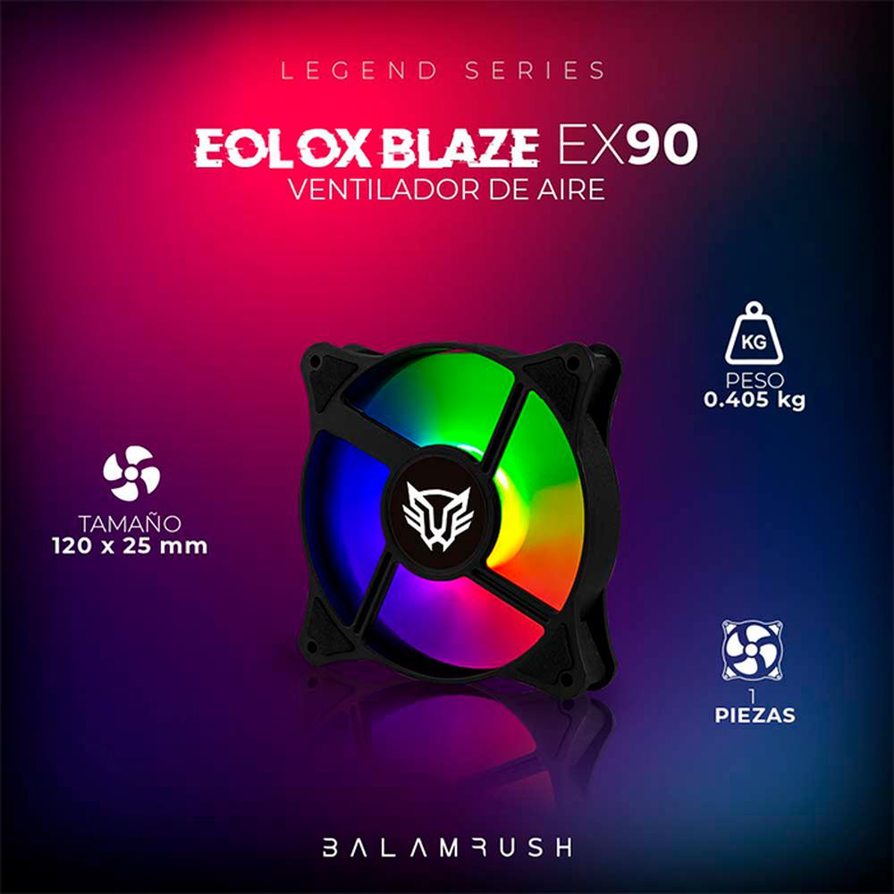 Foto 6 pulgar | Ventilador Gamer Balam Rush Eolox Blaze Ex90 120mm Rgb 1200rpm Br-938020 Color Negro