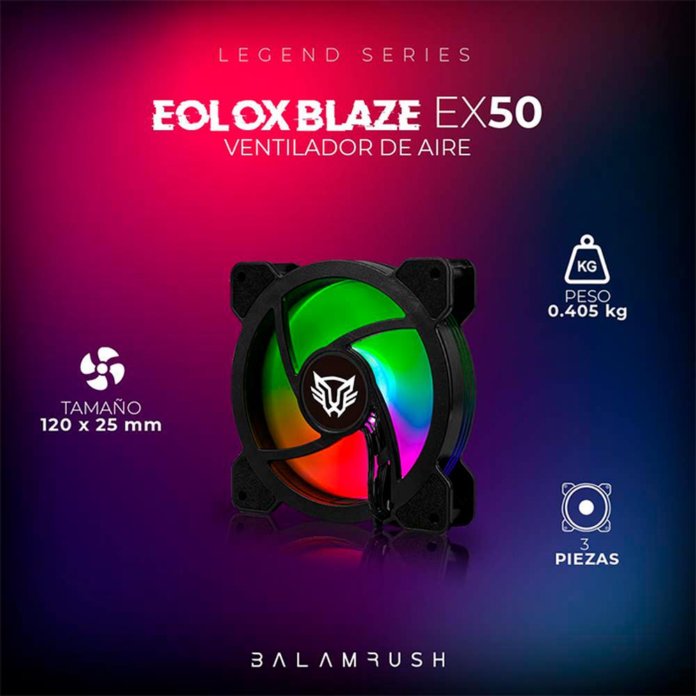 Foto 6 pulgar | Ventilador Gamer Balam Rush Eolox Blaze Ex50 120mm Rgb 1500rpm Br-938068 Color Negro